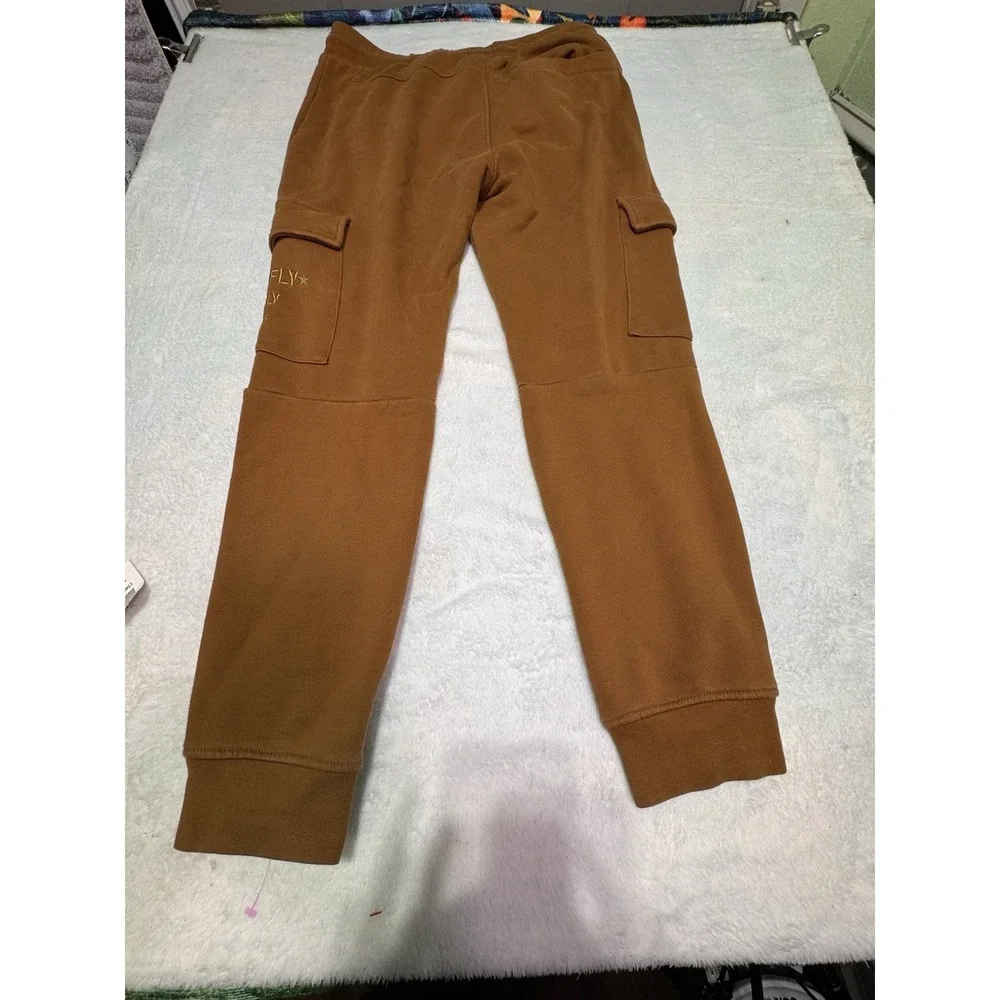 Born Fly Men's Mustard Yellow Sweatpants Size Large Cargo Pants Embroidered  Y2K